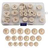 WANYIG Holzknöpfe Handmade Knöpfe Holz 10mm 13mm 15mm 20mm 25mm Runde Kinderknöpfe Holzknöpfe zum DIY Nähen Stricken Bastel Geschenk Deko (100 Stück)