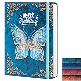 Liniertes Tagebuch Notizbuch, B5 3D Schmetterling geprägtes Hardcover Schreib-Tagebuch mit elastischem Verschlussband, 192 Seiten liniertes Papier für Schule, Büro, Zuhause, 22,9 x 17,5 cm