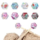 AOZUO 8 Stück Maschenstopper für Stricknadeln, Nadelspitzenschutz mit Tropische Blumen Stricknadelstopper, Stricknadel Schutzkappe Strickzubehör passend für Nadeln der Größen (3–9 mm)