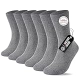 SockWaddles 6 Paar Diabetikersocken ohne Gummibund & ohne Naht 97% Baumwolle, Diabetiker Socken mit Komfortbund Hautfreundlich & Atmungsaktiv baumwollsocken für Damen Herren Grau 39-42