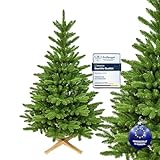 Künstlicher Weihnachtsbaum 180cm Nordmanntanne I Tannenbaum Künstlich inkl. Holzständer und Aufbewahrungstasche I Hochwertige Äste aus PVC I Dichte Nadeln I Hergestellt in der EU