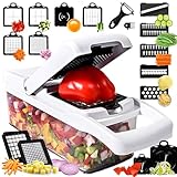 Gemüseschneider, 25-in-1-Gemüseschneider mit 13 Klingen – Multifunktionaler Gemüsehobel und Lebensmittelreibe Behälter for einfache Essenszubereitung