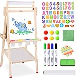 Joyooss Kindertafel mit Papierrolle, Tafel Kinder Höhenverstellbare Kreidtafel Doppelseitige Tafel und Whiteboard Kreidetafel Kinder Tafel, 3 in 1 Schultafel mit Malzubehör für Mädchen Jungen (109)