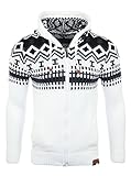 Reslad Herren Grobstrick Norweger Pullover Winter Strickjacke Kapuzenpullover RS-3104 (2XL, Weiß)