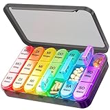 Daviky Tablettenbox 7 Tage Morgens Mittags Abends, Medikamentenbox 7 Tage 3 Fächer mit Großen Separaten Fächern, Wöchentlicher Pillendose Klein für Unterwegs, Pillenbox für Vitaminen und Medikamenten