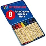 Stockmar FBA_31000 Stockmar Wachsmalstifte (8 Stifte, wasserfest, papergewickelt, aus Bienenwachs, im Blechetui), 1 - Pack, bunt