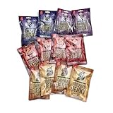 Beef, Chicken & Pork Jerky Welcome Set - Trockenfleisch Protein Snack - Hochwertiges Rindfleisch, Hühnerfleisch, Schweinefleisch - Würzig, süßer & pikanter Knabberartikel - 6 x 2 x 50 g
