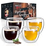 Fresh Master Espressotassen Espresso Gläser - Barista Premium Qualität für besten Espresso Genuss mit Schwebeeffekt - 80 ml Thermo Glas Tassen Set doppelwandig I doppelwandige Espresso Tasse (4x80ml)