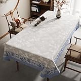 Hiseng PVC Tischdecke Rechteckig, Wasserdicht Kunststoff Tischwäsche Wachstuch Tischdecke Outdoor Tischtuch Abwaschbar für Balkon,Wohnzimmer (Blau,60x90cm)