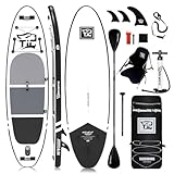 TIGERXBANG SUP Boards Stand Up Paddling Board 320x82x15cm, aufblasbare Paddle-Boards mit Doppelschläger-Paddel, Kajak-Sitz, Defender-Pro-Kollektion Schwarz