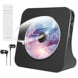 Bluetooth CD-Player mit Radio, Tragbarer Musikplayer für zu Hause, Desktop-CD-Player mit integriertem Dual-Stereo-Lautsprecher, Audio-Boombox/AUX/USB, Schwarzer CD-Spieler