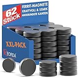 Reorda Magnete für Magnettafel extra stark - 62x Ferrit Magnete für Whiteboard, Pinnwand, als Kühlschrank Magnete & Tafelmagnete stark haftend, rund schwarz