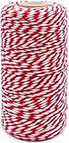 Weihnachtsschnur, Baumwoll-Bäckerschnur zum Basteln, Backen, Gartenarbeit, Heimwerken, Heimdekoration, Rot und Weiß, 2 mm, 100 m