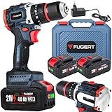 FUGERT Akku Schlagbohrschrauber 21V Brushless 80Nm 2×4.0Ah Akkus + Ladegerät | Bohren, Schrauben & Schlagbohren 38000 BPM | 2-Gang, 13mm Metallfutter, Koffer