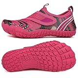 UBFEN Wasserschuhe für Kinder, Jungen, Mädchen, Aqua-Socken, Barfuß, Strand, Sport, Schwimmen, Pool, schnell trocknend, leicht, Kleinkinder, kleine und große Kinder, F Pink, 7 Big Kid