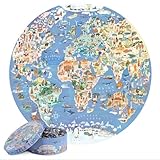 Puzzle für Erwachsene, 1000 Teile, Weltkarte, rund, Puzzle, Weltkarte, 1000 Teile, Puzzle für Erwachsene und Kinder, Geographie-Geschenke von bopster