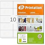 Printation Universal Etiketten 105 x 57 mm - 1000 Etiketten selbstklebend weiß bedruckbar auf 100 A4 Bogen à 2x5 105x57 Labels Adressetiketten - 10 pro A4 Bogen - 3425 4425 Klebeetiketten Aufkleber