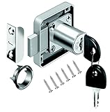 YOUTU® Schrankschloss Möbelschloß Zylinder-Möbelschloss Aufschraubschloss mit Schlüssel Set für Schubladen & Schränke | Stahl vernickelt | Dornmaß: 22mm 26mm 32mm (26mm)