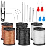 Extra starkes Polstergarn, strapazierfähiges Nylon-Nähset und Polsternadeln, inklusive 14 Nähnadeln, 4 Nadeleinfädler, 1 Schere, 6 Rollen Nylonfaden (70 m pro Rolle, 3 Farben)