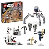 LEGO Star Wars 75372 Clone Trooper & Battle Droid Battle Pack Set, inkl. 4 Minifiguren, 5 Droiden und Speeder Bike mit Shooter - Bauspielzeug für Jungen und Mädchen ab 7 Jahren