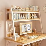 METTEOR Bücherregal, 2-stöckiges Aufsatzregal für Computertisch, Schreibtischregal für Studentenwohnheim, ideale Aufbewahrungslösung für Homeoffice und Studentenwohnheim (Weiß, 55 x 30 x 89 cm)