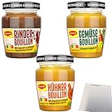 Maggi Eingekochte Bouillon Huhn Gemüse Rind für je 3,5l 3er Pack (3x160g Glas) + usy Block