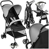 tectake® Kinderwagen Buggy mit Verdeck, Buggy klein zusammenklappbar, Reisebuggy, Babykinderwagen, Kinderbuggy mit Liegefunktion, Wagen mit Korb