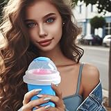 Slushy Maker, Slush Becher, Quick Frozen Magic Cup, Slushy Maker Becher, Silicone Squeeze Cup, Slush Ice Becher, Slush Cup mit Strohhalmlöffel für DIY Cola oder Saft (Blau)