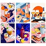 JATOK 6 Stück Malen Nach Zahlen Erwachsene, DIY NachmittagsteeGemälde für Anfänger, Handgemalt Ölgemälde Leinwand Kunst für Home Décor, Kreatives Geschenk für Stressabbau, Ohne Rahmen 25x35cm