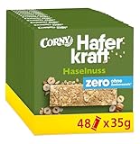 Haferriegel Corny Haferkraft Zero Haselnuss, ohne Zuckerzusatz, 125 kcal pro Riegel, vegan, 48x35g