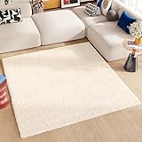 TAPISO Essence Teppich Quadratisch Shaggy Hochflor Langflor Beige Einfarbig Weich Modern Design Wohnzimmer Schlafzimmer ÖKOTEX 120 x 120 cm