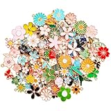 MARFOREVER Emaille Charm Anhänger, 120 Stück Anhänger für Armbänder Emaille Blumen Bulk Basteln Mixed Charms Schmuckanhänger zum Basteln für Armband Ohrringe Halskette
