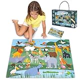 BONNYCO XXL Puzzle Kinder Dschungeltiere mit 48 Große Teile. Safari Bodenpuzzle XXL 92 x 62 cm als Geschenke für Kinder. Puzzel Lernspielzeug für Jungs und Mädchen 2-8 Jahre