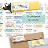Sunnywall® Adressetiketten Adressaufkleber personalisiert - 110 Klebeetiketten Gemischte 53x21mm | Aufkleber mit Wunschtext