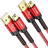 JSAUX Mini USB Kabel [2 Stücke 1M+2M] USB 2.0 Mini B Ladekabel Kompatibel mit PS3 Controller, Dash Cam, Garmin GPS Navi, Blue Yeti, Ti-84 Plus CE MP3 Player, Tiptoi, Canon Rot