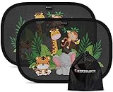 Systemoto Auto Sonnenschutz Baby mit UV Schutz (2er Set) - Autofenster Sonnenschutz für Kinder mit süßen Tier Motiven (Wild Life)