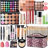 All-in-One-Make-up-Set für Damen, 44-teilig Schminkset mit Lidschatten-Palette Foundation Concealer Lippenstift Eyeliner Mascara Make-up-Tasche, Vollständiges Kosmetik-Set für Anfänger und Profis