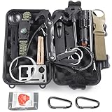 Graxury 13 in 1 Survival Kit Mehrzweck-Survival-Kit, Erste-Hilfe-Set für Outdoor-Sport, Camping, Bergsteigen, Feuerstein/Thermodecke/Pfeife (Hammer 13in1)