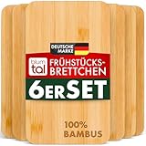 Blumtal Frühstücksbrettchen 6er Set aus Bambus - 22x14x0,8 cm Frühstücksbretter - antibakterielles Holzbrettchen - Frühstücksbrettchen - Brotzeitbrett - Schneidebrett
