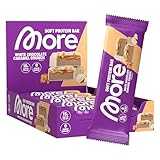MORE Protein Bar, 10er Box, 10 x 50 g, White Chocolate Caramel Crunch, Protein Riegel ohne Zuckerzusatz