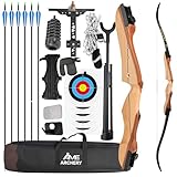PYMUST 68 Zoll Jagd Bogen 34 lbs Recurve Bogen Pfeil Set Holz Riser Split Takedown für die rechte Hand Erwachsene Outdoor-Schießen Ziel Bogenschießen