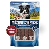 DeliBest Premium Pferdefleisch Sticks I Hundeleckerli mit wertvollen Inhaltsstoffen ist leicht verdaulich I kalt geformt - sehr schmackhafter Hunde Snack aus frischem Fleisch