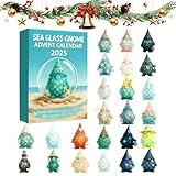 Christmas Sea Glass Gnome Advent Calendar 2025, 24-Day Countdown with 2D Acrylic Gnome Ornaments, Christmas Tree Decorations Holiday Festival Countdown Gift