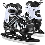 TaroKitc Jungen Ice Skates, Verstellbare Kinder Schlittschuhe für Kleinkinder Jugendliche, Anfänger Eislaufschuhe mit Edelstahlkufe für draußen und die Eisbahn, Weiß