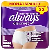 Always Discreet Inkontinenz-Höschen Plus Für Frauen, L, 32 Höschen, Verhindert Auslaufen Und Gerüche, Angenehm Und Kaum Spürbar