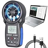 AIOMEST Windmesser, Digital Anemometer Windmesser Windmessgerät Handheld, AI-866A Windmesser CFM Wind Speed Meter für Windgeschwindigkeit Temperatur, mit USB Anschluss