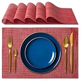 IPEA 6er Set Tischsets Abwaschbar Rot - 45 x 30 cm - für Abendessen, Mittagessen, Frühstück, 6 Stück - Waschbar, Hitzebeständig, rutschfest, Schmutzabweisend, für Küchentisch und Wohnzimmer