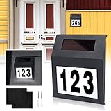 XMTECH Solarhausnummer Beleuchtete Hausnummer Mit 2 LED Solar Hausnummernleuchte Wandleuchte (Anthrazit)