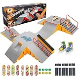 Tlater Finger Skateboard Park Kits, 14-in-1 Bigger Finger Skateboard Ramp Set DIY Montage Fingerboard Skatepark für Kinder Geburtstag Geschenk (Gelb)