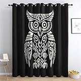Generisch Vorhänge Abstrakte Eule, Vorhang Blickdicht mit Ösen, Verdunklungsvorhänge Thermovorhang Fenster Gardinen Schlafzimmer Wohnzimmer, Blackout Curtain, 2er Set H 200 x B 140 cm - Q&56